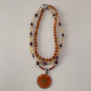 Freshwater pearl and quartz necklace